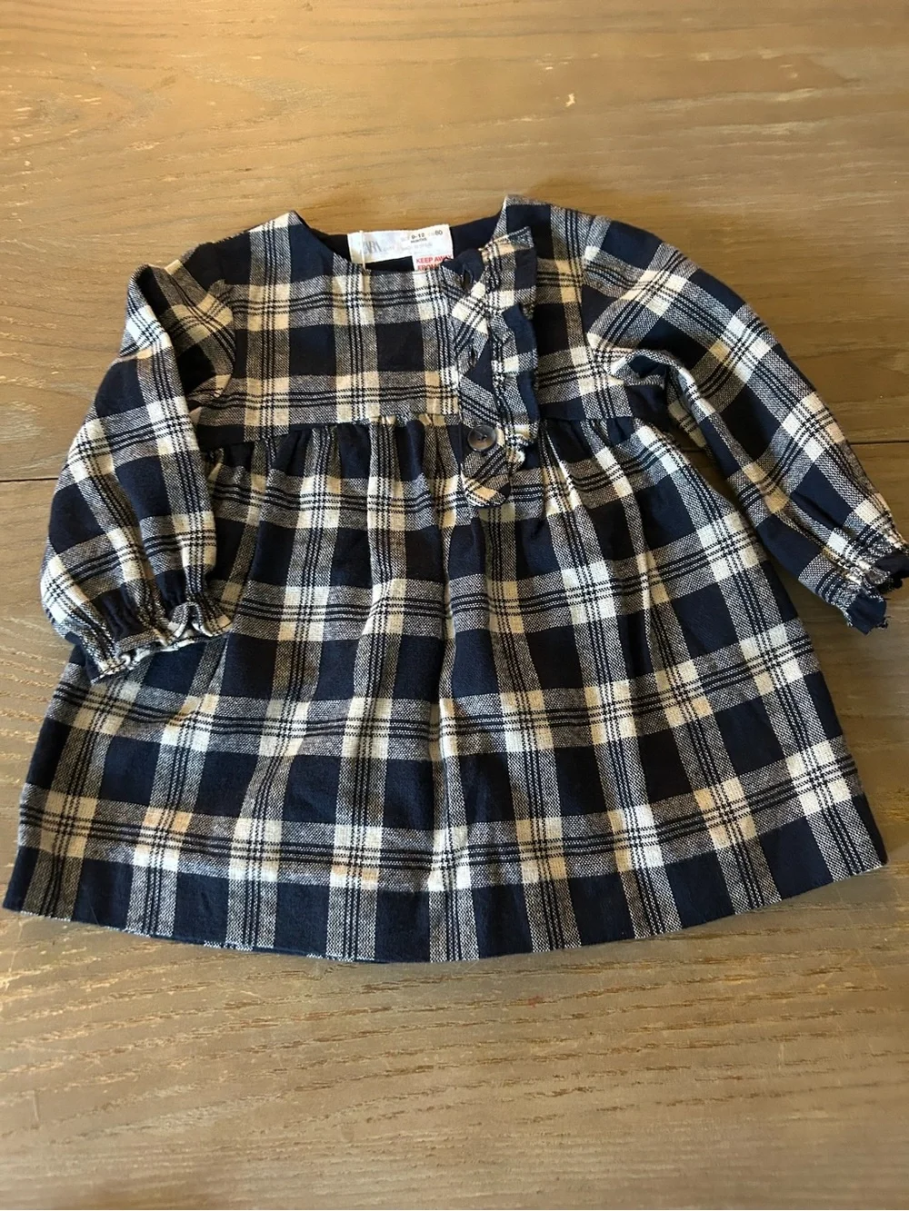 Zara Navy and Cream Plaid Baby Dress